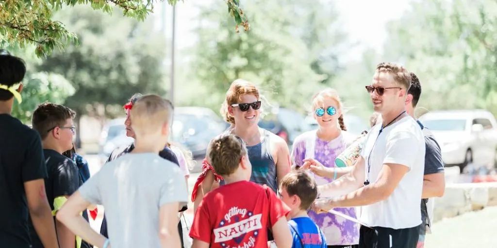 Church community gathered outdoors