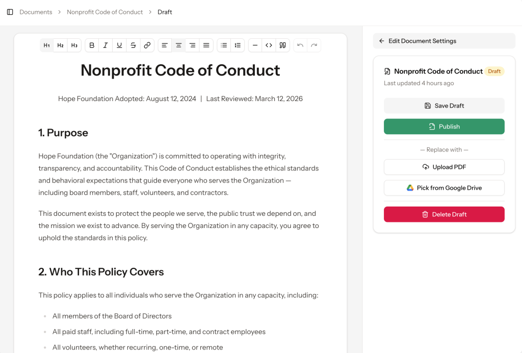 ClearPolicy Document Editor