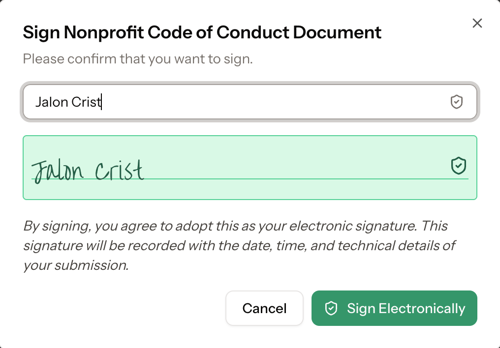 ClearPolicy Signing Screen