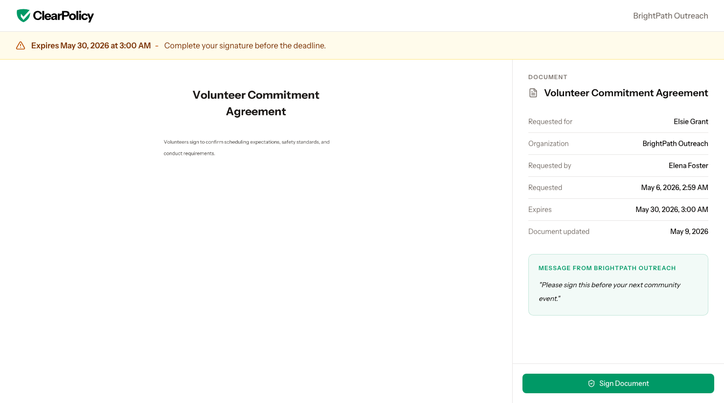ClearPolicy Attestation Screen
